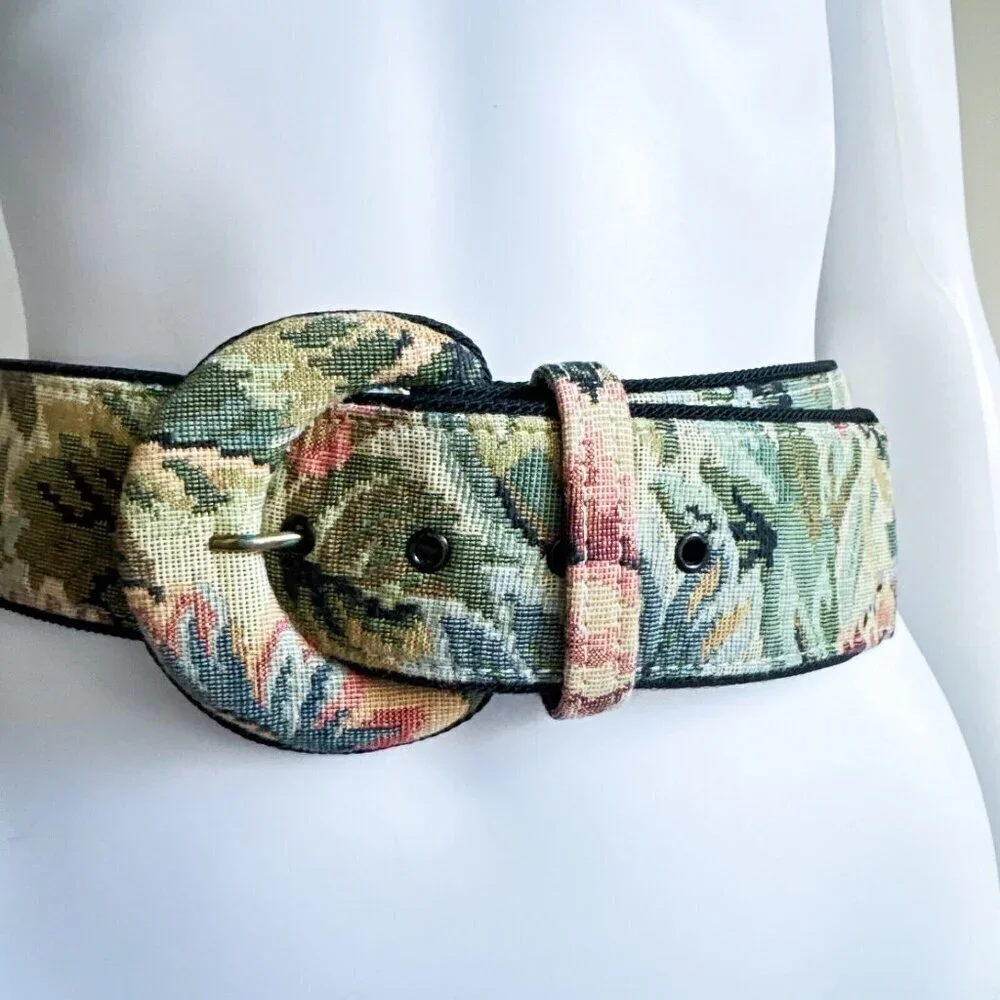 Vintage Tapestry Couch Print Grandma Style Belt